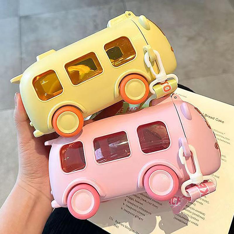 500 мл симпатичная портативная бутылка для воды с плечевым ремнем детская автомобильная соломенная кружка для воды в форме автобуса детская бутылка для воды питьевая кружка