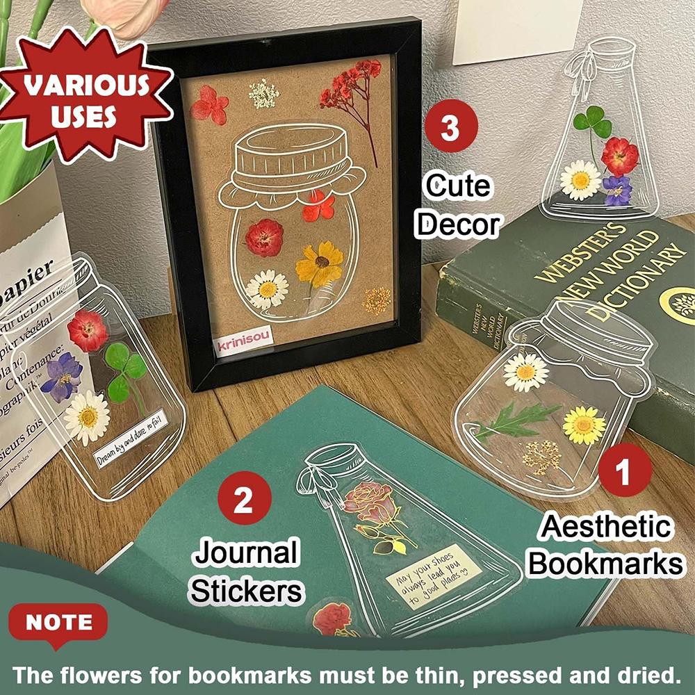 40 шт. Прозрачные закладки для книг своими руками для сухоцветов (Засушенные цветы исключены)