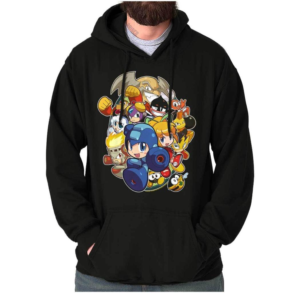 Vintage Retro Mega Man Video Game Characters Hoodie Hooded Sweatshirt Men Women