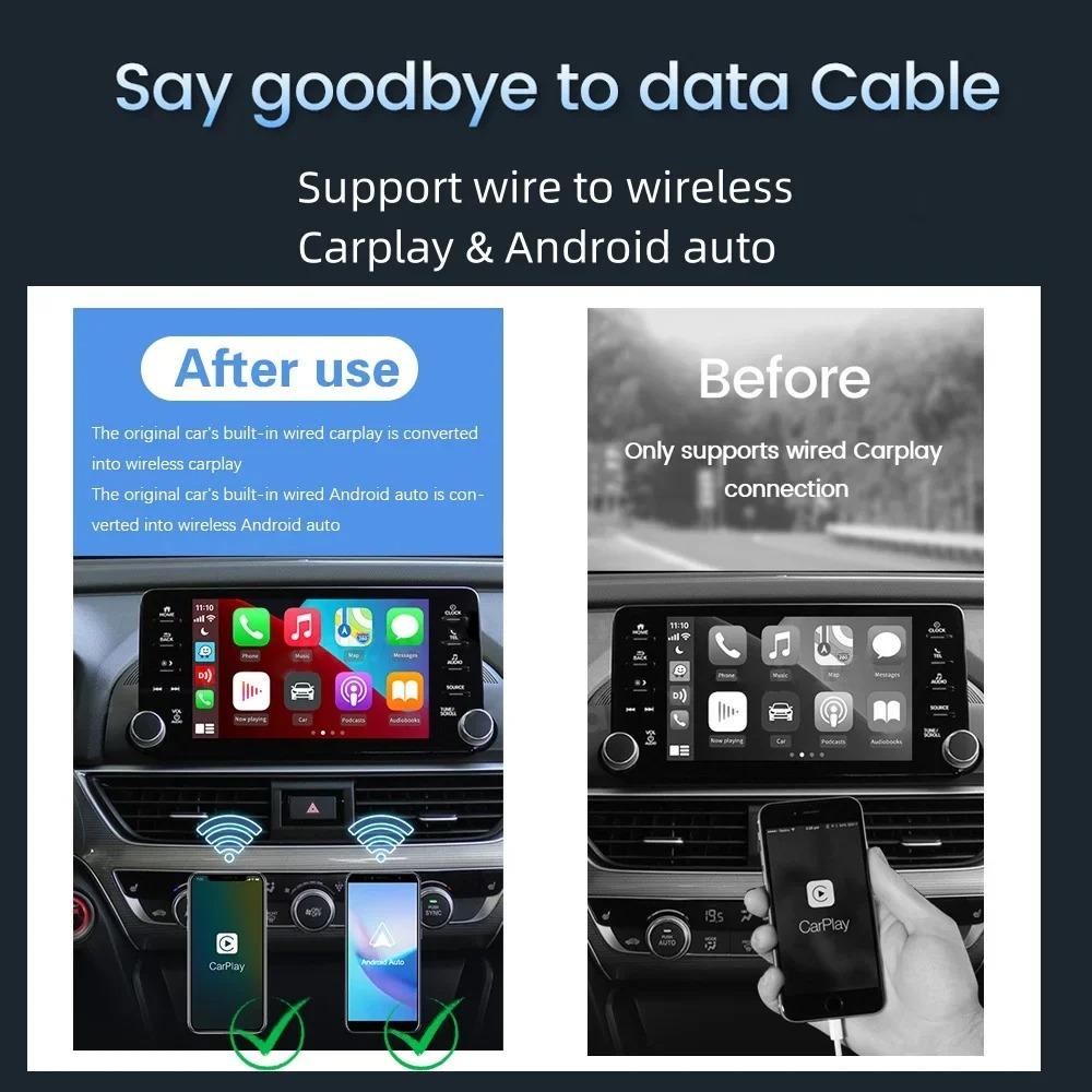 Беспроводной адаптер CarPlay 2 в 1 и беспроводной адаптер Android Auto, Plug and Play для оригинального автомобиля OEM, подключенного к беспроводной смарт-боксу