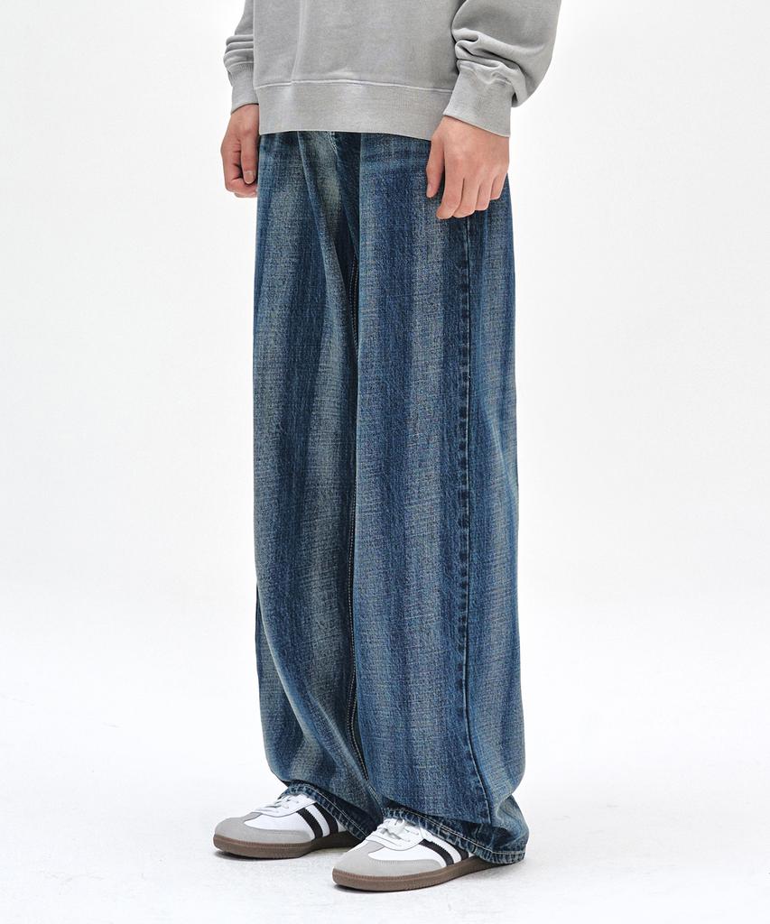 DECET Stripe Bleach Wide Jeans Dcpt049Blueb