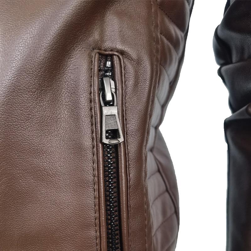 2025 мода новый повседневный стоячий воротник мотоцикл кожаное пальто куртка модное мужское кожаное пальто