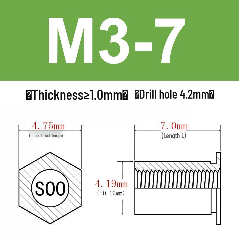 Шестигранные Заклепочные Гайки-Болты M2-M8, Резьбовой Стержень с Цилиндрической Головкой