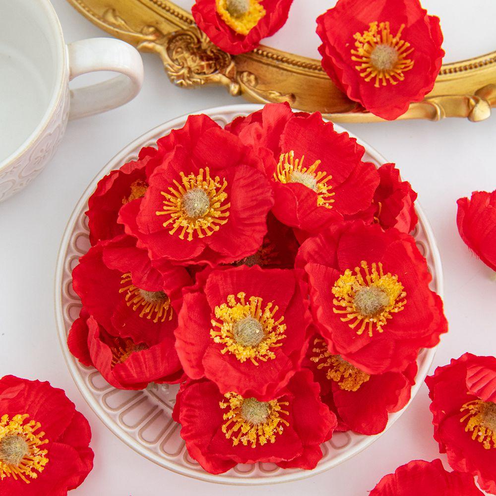 Artificial flower Papaver rhoeas Hot sale Wedding bridal bouquet Decoration Home Room Festival Outdoor Garden DIY wreath Props