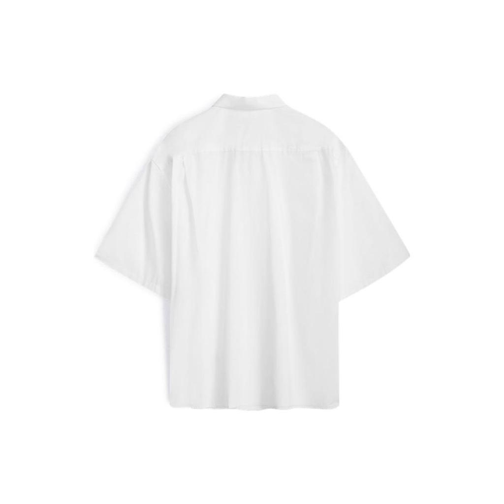Calvin Klein Solid Color Single-Breasted Loose Cotton Short Sleeve Shirt Men Tops Moonlight-White 40LM114-YAA