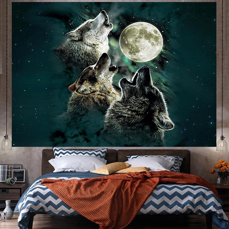 Большой гобелен с изображением животных, настенный гобелен с геометрическим рисунком, хиппи, домашний декор, эстетическое украшение