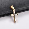 Stainless Steel Little Wave Cross Pendant Necklace for Women Men Religious Faith Charms Chain Prayer Amulet Metal Jewelry