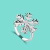 New Women's 925 Silver Ring Chic Snowflake Design Open Ring Fine Jewelry Cocktail Party Ring Gift