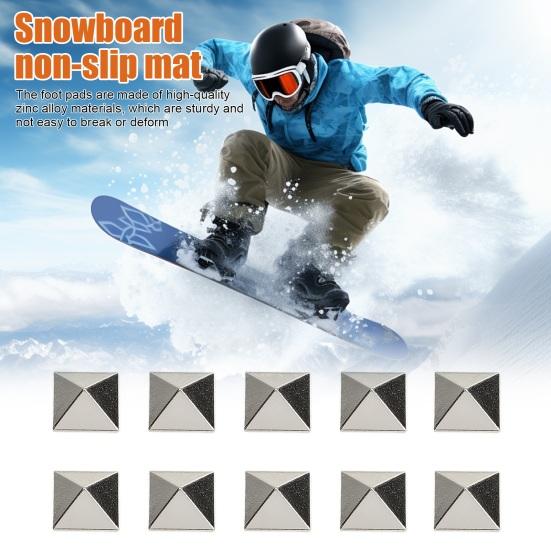 10 Pcs Snowboard Stomp Pads Zinc Alloy Pyramid Studs Anti-Slip Ski Snowboard Grip