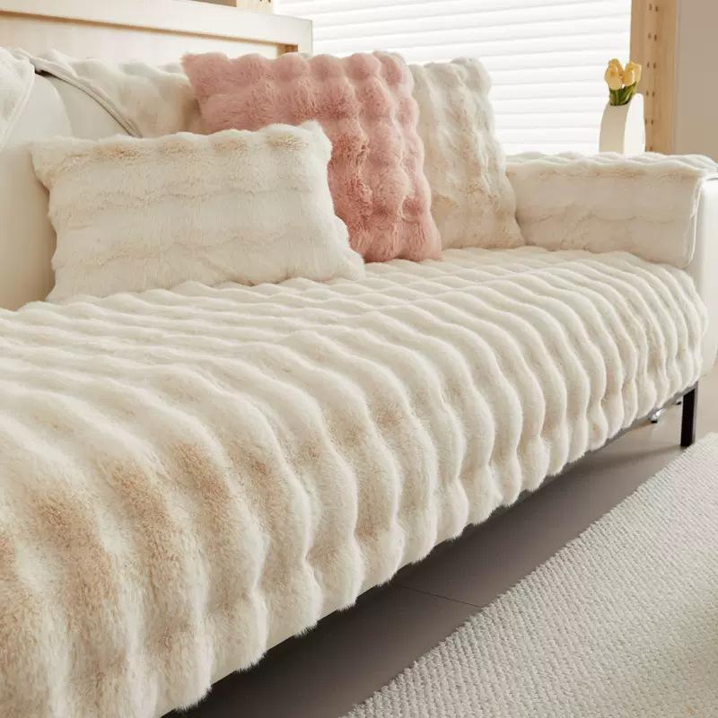 Утолщенная плюшевая подушка для дивана, зимняя нескользящая легкая роскошная подушка, теплая подушка для ног, толстая флисовая подкладка, чехол для дивана, ткань, полотенце