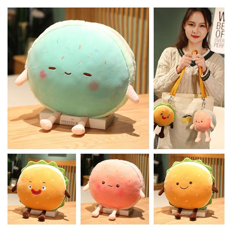 Cartoon Hamburger Plush Cushion With Short Plush Material For Home Decor And Comfort