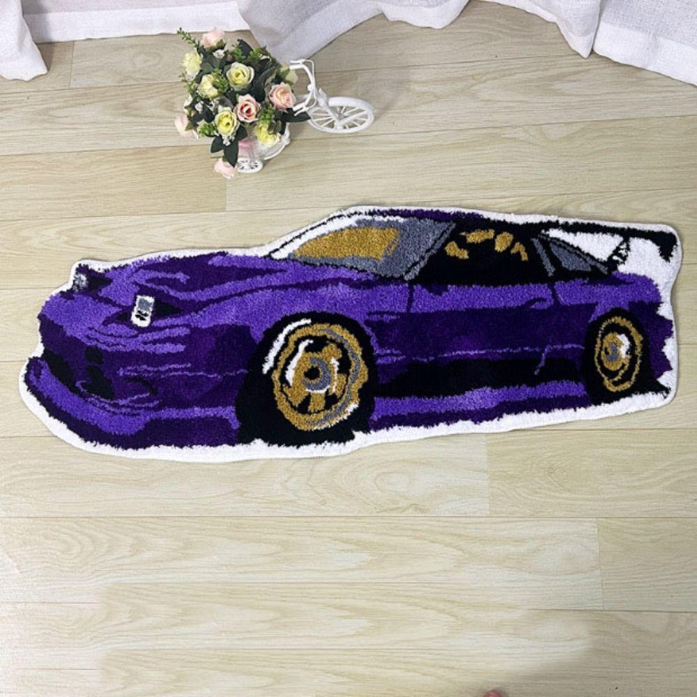 Embroidered Car Shape Rug Sports Racing Car Floor Mat Entrance Carpet Tufted Carpet Bathroom