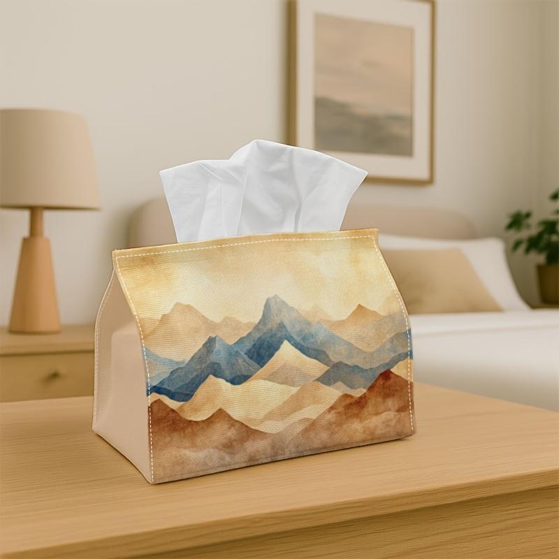 1pc Mountain Landscape Tissue Holder - Soft Pastel & Adventure - Ideal for Holiday Celebrations & Home Decoration, Measuring 17.02*25.91 cm, Perfect f