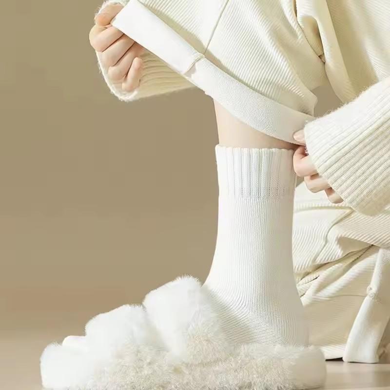 1 Pair Women's Winter Warm Socks Snow Markron Color Thick Plush Hairy Soft Postpartum Stockings Floor Sleep Socks