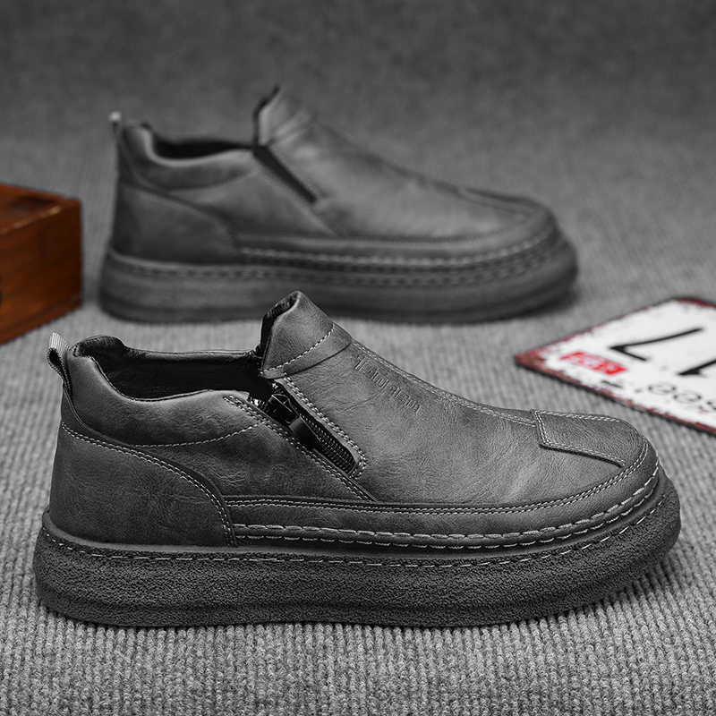 Fashion Flatform Key Height Brown Boots Man Basketball Retro Shoes Men Beige Men's Sneakers Sports Exercise Sho Wide Foot