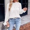 Women's Spring and Summer New Solid Colour Commuter Style Ruffle Collar Loose Type Long-sleeved Blouse Shirt