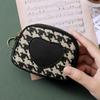 Printing Canvas Coin Purse Pu Leather Short Style Wallet Portable Houndstooth Zipper Purse  Outdoor