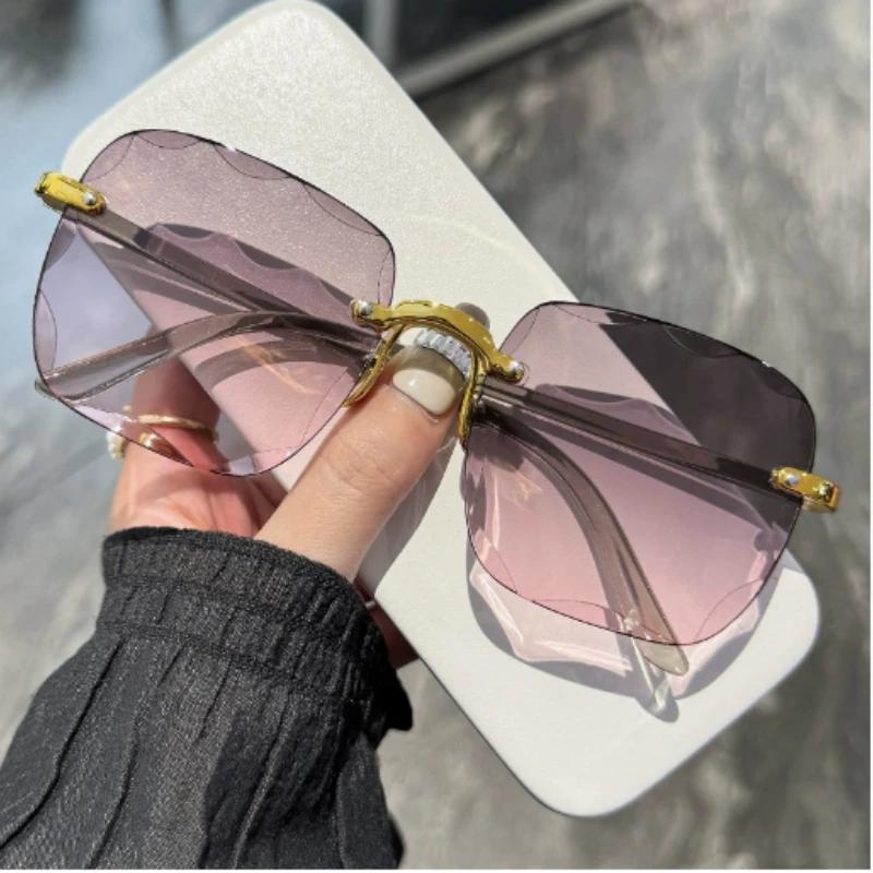 Square Sunglasses Woman Fashion Rimless Gradient Sun Glasses Brand Designer Sun Glasses for Women