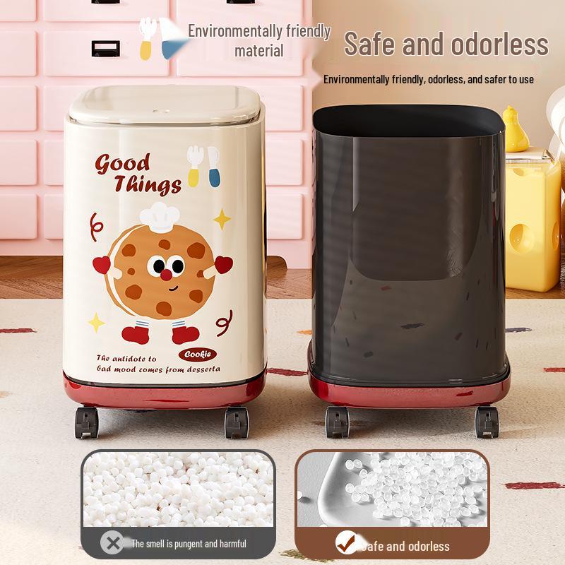 Wheeled Flip-Top Trash Can: Large Capacity for Living Room