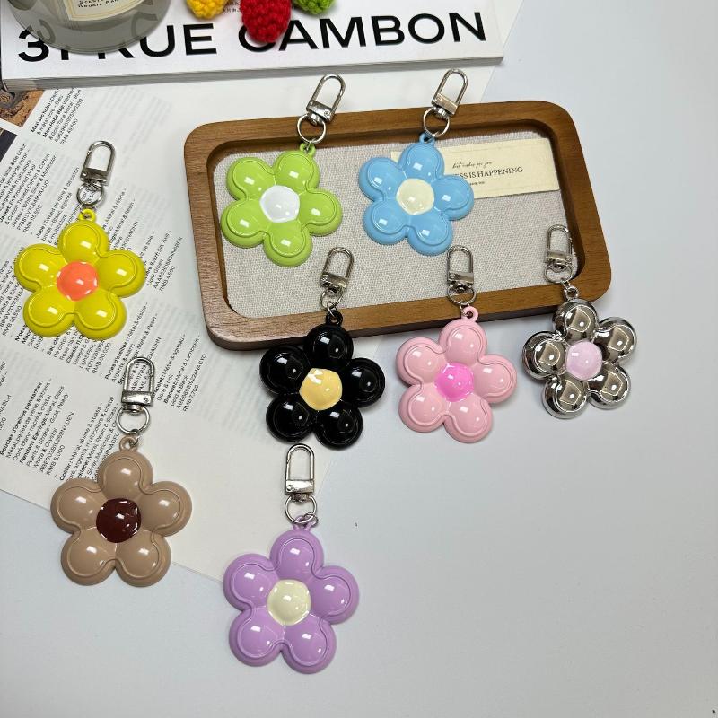 Trendy Candy Color Flower Keychain Sweet Cute Floral Keyring Phone Lanyard Key Holder Bag Pendant Couple Gifts