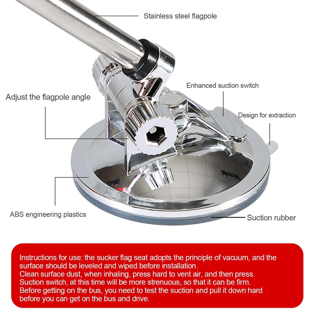 Suction Cup Flag Pole Mount Car Flagpole Mount Bracket Flag Pole Bracket for Car SUV House Truck Flagpole Display Holder Flag