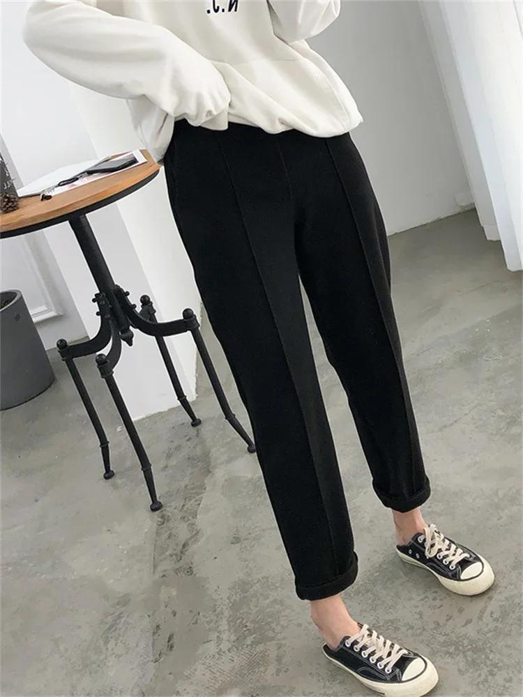 Thicken Women Pencil Pants Womens 2024 Autumn Winter Clothes OL Style Wool Female Work Suit Pant Loose Female Trousers Capris