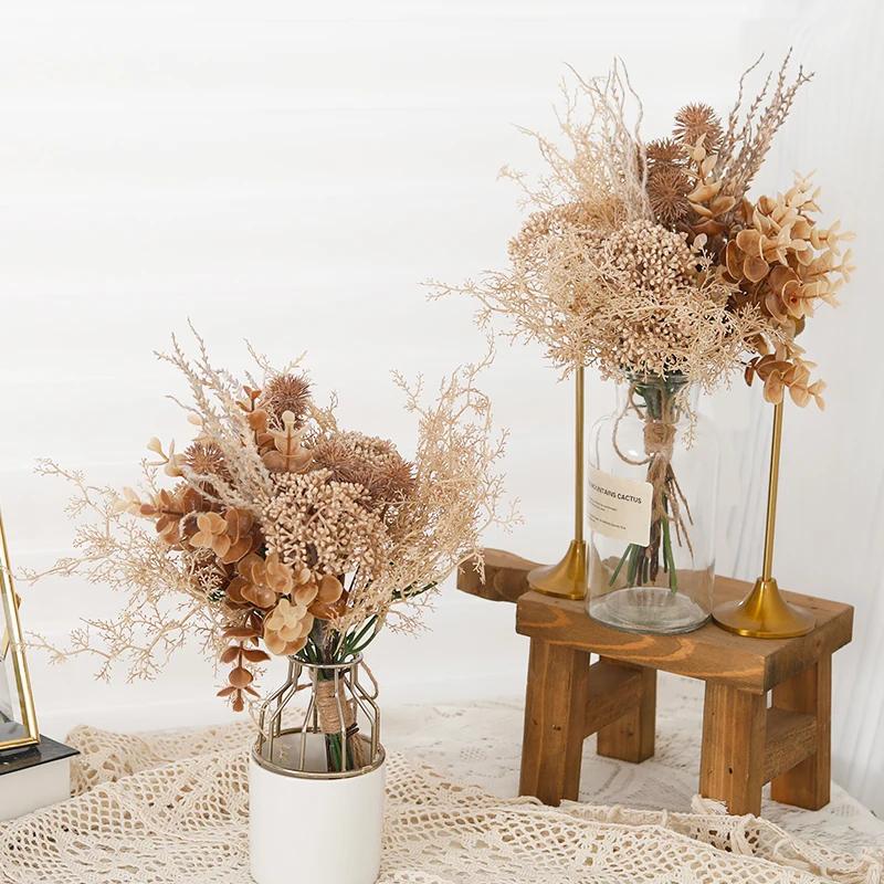 Artificial Plastic Flowers Eucalyptus Mistletoe Christmas Home Wedding Decoration Dandelion Bouquet Fake Floral DIY Arrangement