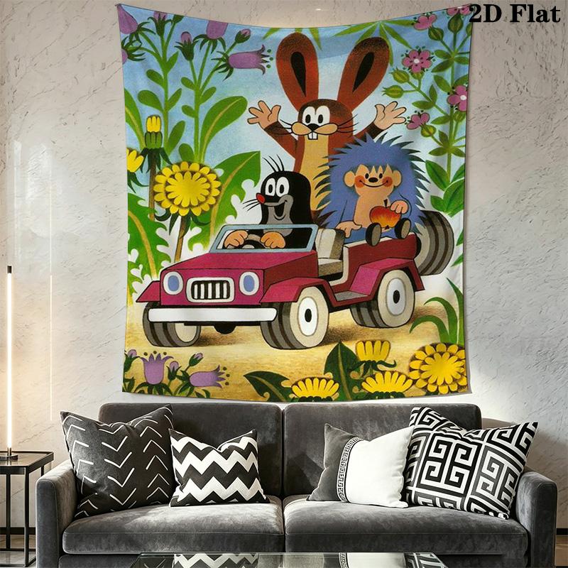 Cartoon Mole Pattern Home Decor Tapestry, Wall Hanging, Decorative RV Wall Cloth.SGT0917361