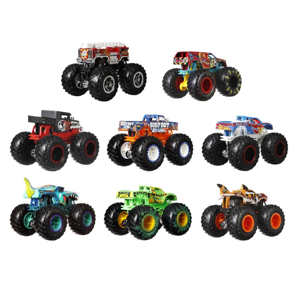Hot Wheels Monster Trucks 8-Pack, 164 Scale Die-Cast Set (Bone Shaker, Bigfoot, Race Ace, and More) for Kids 3 Plus