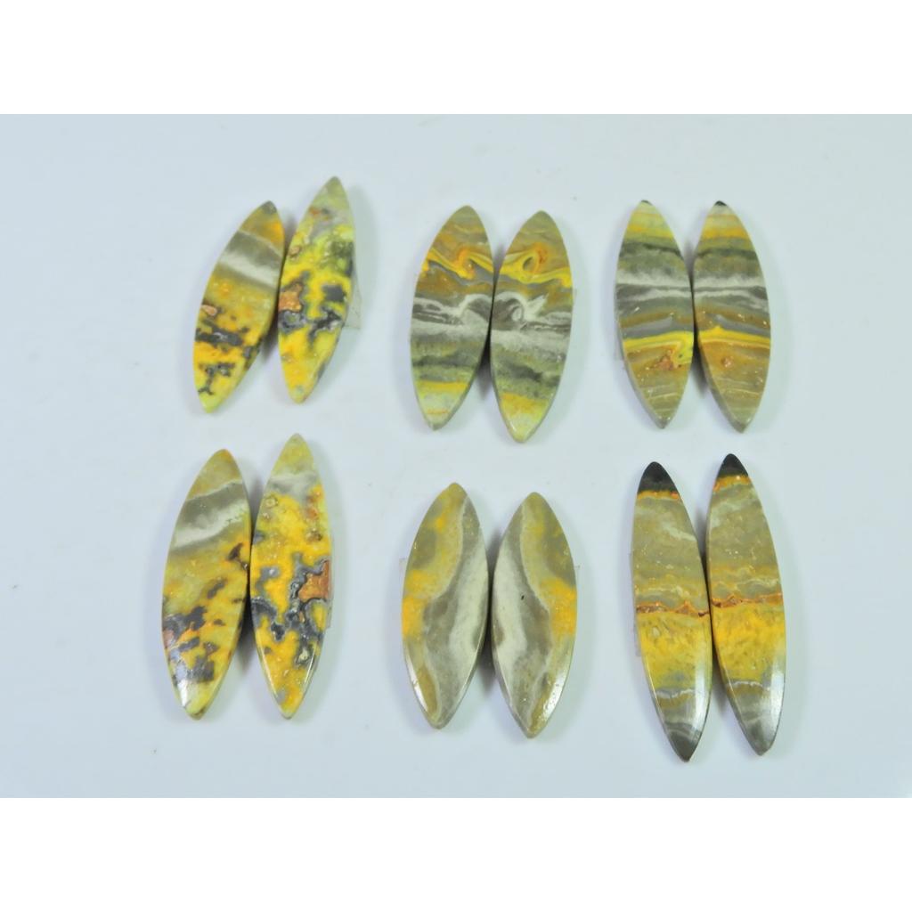 28-33MM Natural Bumble Bee Jasper Pair Marquise Cabochon Gemstone 6Pair Lot C-757