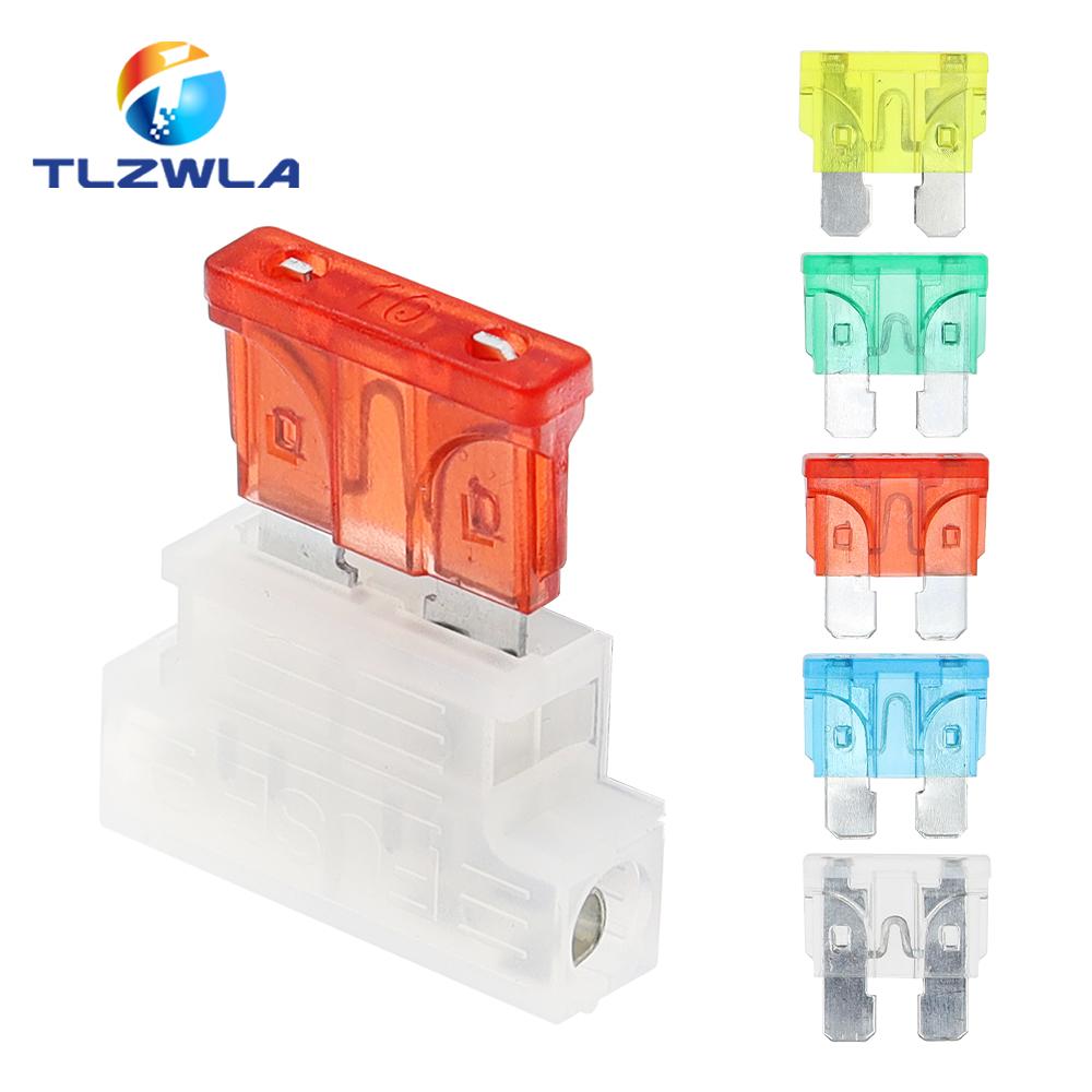 5PCS Auto Standard Middle Fuse Holder + Car Boat Truck ATC ATO Blade Fuse 1A 2A 3A 4A 5A 7.5A 10A 15A 20A 25A 30A 35A 40A Fuse Holders1