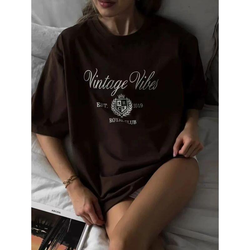 Fashion Wind New Arrival Fashion Print Round Neck Short Sleeve T-shirt Top Printed Letter T-shirt Top