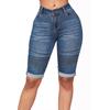 Womens Summer Elastic High Waist Short Pants Half Slim Fit Denim Jeans