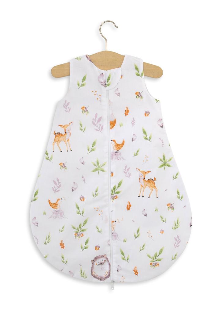 Rounded cotton sleeping bag for children S 0-6 months summer TOG 1.0 - forest softness