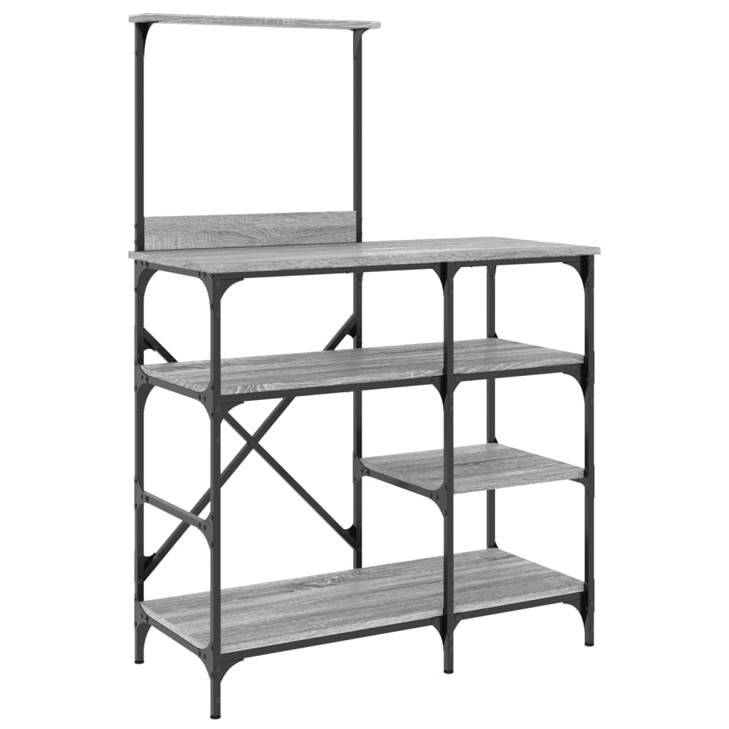Baker s Shelf Gray Sonoma 90 x 40 x 132 cm Particleboard and Metal