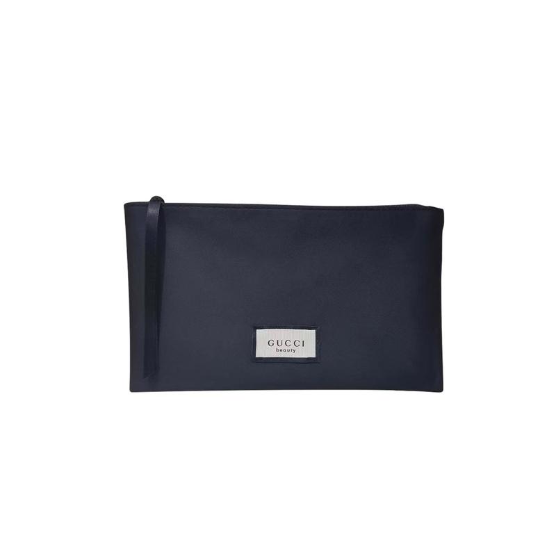 Gucci [Customized cosmetic bag] Little Flower Pearl Girl Cosmetic Bag Portable Flip Envelope Regular Black Black silk cosmetic bag