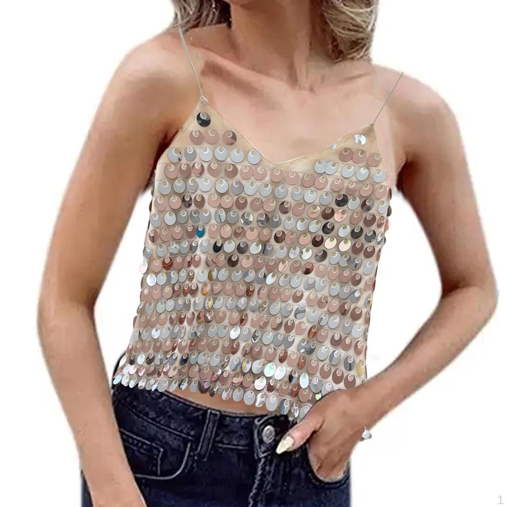 Блестящий топ-топ для клубной вечеринки Shimmer Camisole Club Party Costume Fashion Festival Beach Girls
