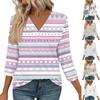 Women's 3/4 Sleeve Shirts V Neck Print Tops Casual Tops Basic Tees Blouse Loose Tops
