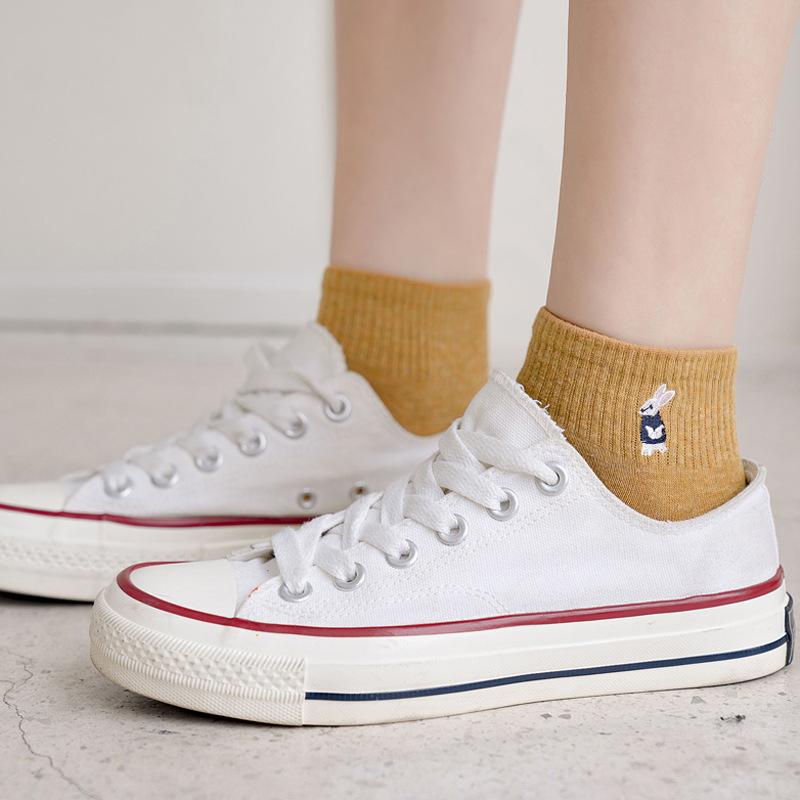 Харадзюку Женские Носки Каваи Милые Забавные Вышивка Животные Хлопковые Носки Унисекс Счастливые Повседневные Уличная Одежда Теплые Кальсетинес Мухер