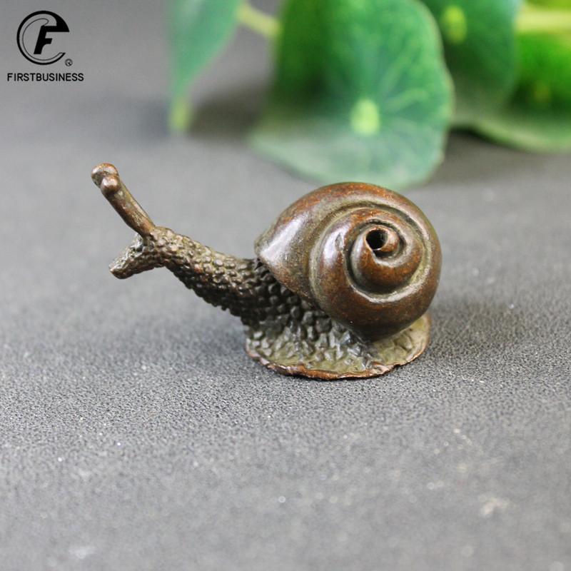 Antique Copper Snail Figurines Miniatures Desktop Ornaments Small Animal Statue Living Room Home Decorations Crafts Accessories