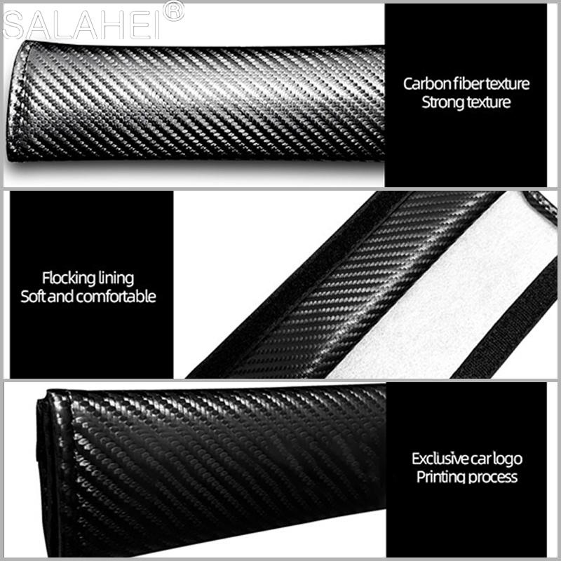XBWF1 For Toyota GR 86 Supra Yaris RAV4 Prius Corolla C-HR Auris TRD 2pcs Carbon Fiber Leather Safety Belt Shoulder Cover Accessories