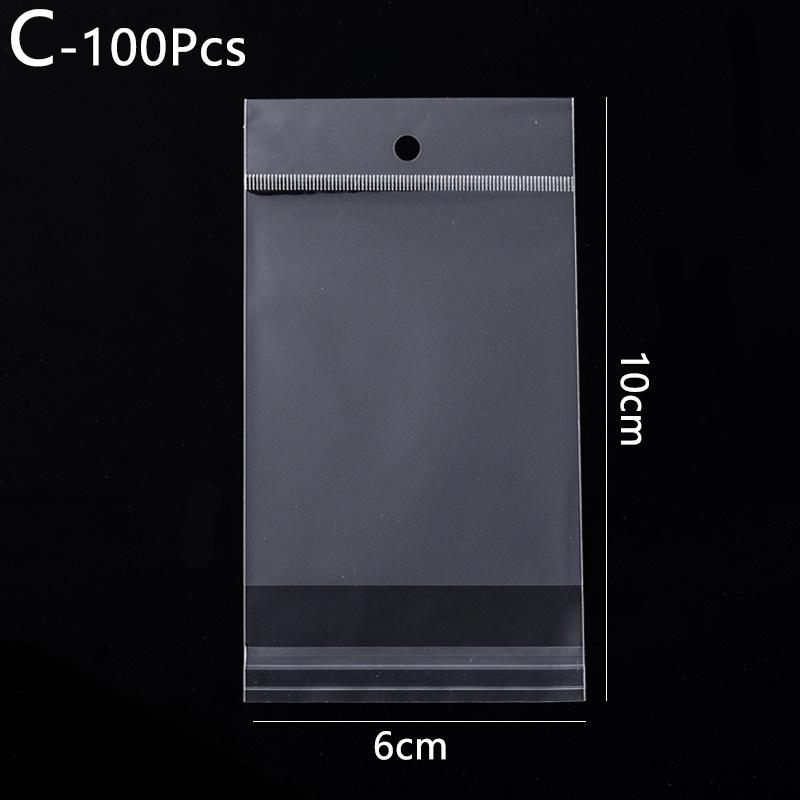 100pcs Jewelry Packaging Packaging Bags OPP Pack Bag Transparent Plastic Self Adhesive Storage Bag