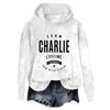 Women's Hooded Long Sleeve Printed Flannel Top Hooded Sweatshirt