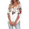 Shirts For Women Trendy V Neck Button T Shirts Casual Printed Summer Tees T Shirt Blouse Three Quarter Sleeve Tops For Women