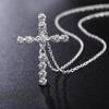 925 Sterling Silver Cross Zircon Pendant Necklace Wedding Fashion Jewelry