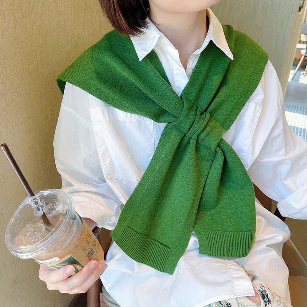 Cape Knitted Shawl Sunscreen Wool Scarves All-match Solid Color Scarf Outdoor