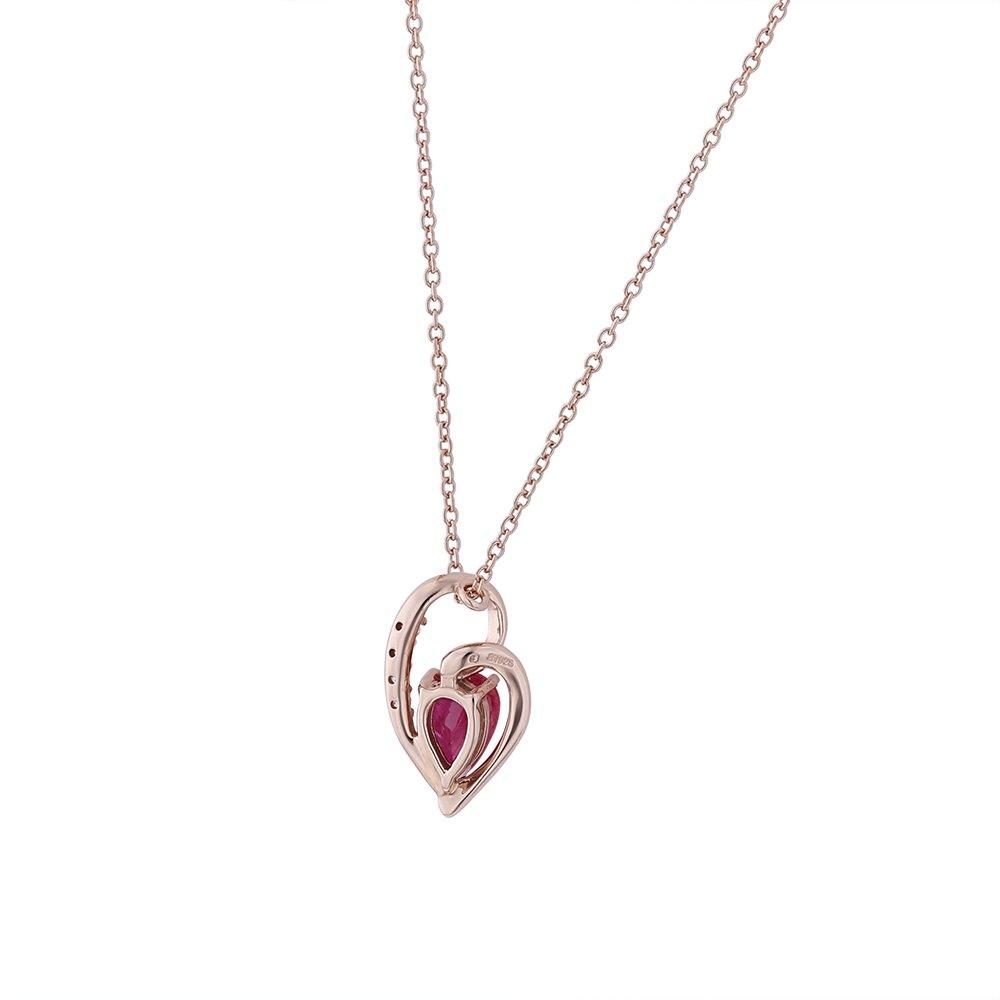 ESTELLE [WEB Exclusive] July Birthstone Ruby Necklace In Silver and Pink Gold Plated (0772-0739-0012-0000)