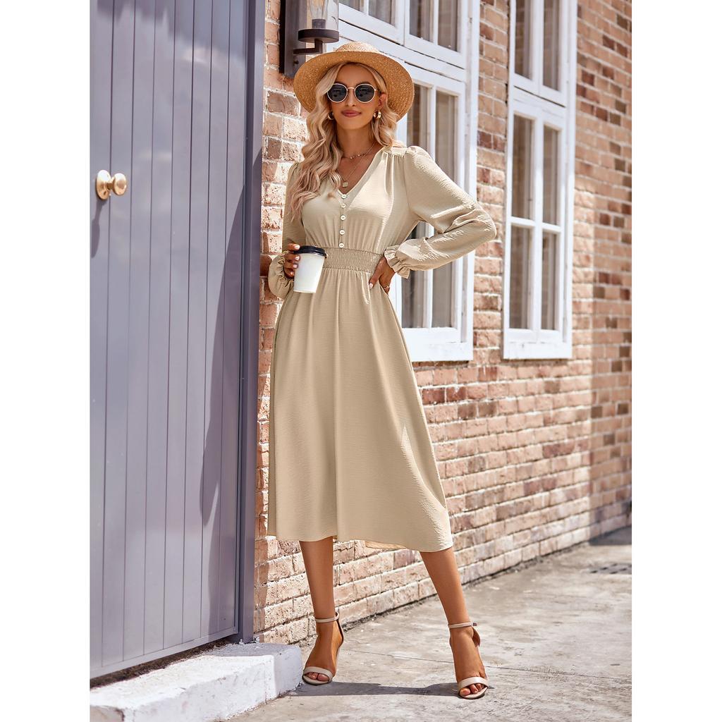 Женская осенняя юбка с v-образным вырезом на талии, однотонное платье средней длины, женское платье, женская юбка трапециевидной формы с низом