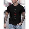 Mens Alphabets Print Crew Neck Casual Short-Sleeve T-Shirt - Soft Slight Stretch Polyester Fabric, Machine Washable, All-Season Wear