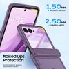 Чехол для Motorola Razr 2024/2025/2026, Защита шарнира, Встроенная защитная пленка для экрана, Беспроводная зарядка, Ударопрочный, Прочный защитный чехол для телефона - Фиолетовый